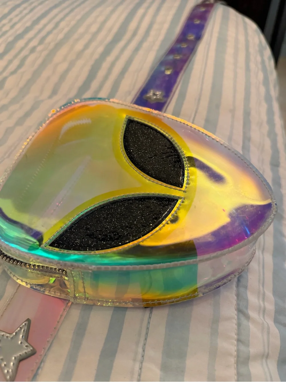Dolls Kill Lime Green Alien Holographic Belt Bag
